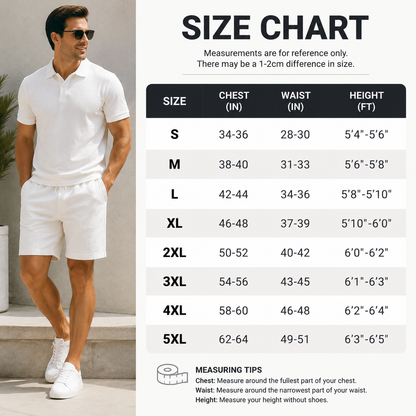 🔥 SPECIAL OFFER-Men's Textured Polo Set Summer Casual Outfit